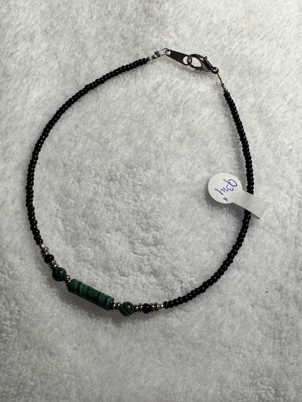 #JBx703 - Black with Malachite Ankle Bracelet Anklet